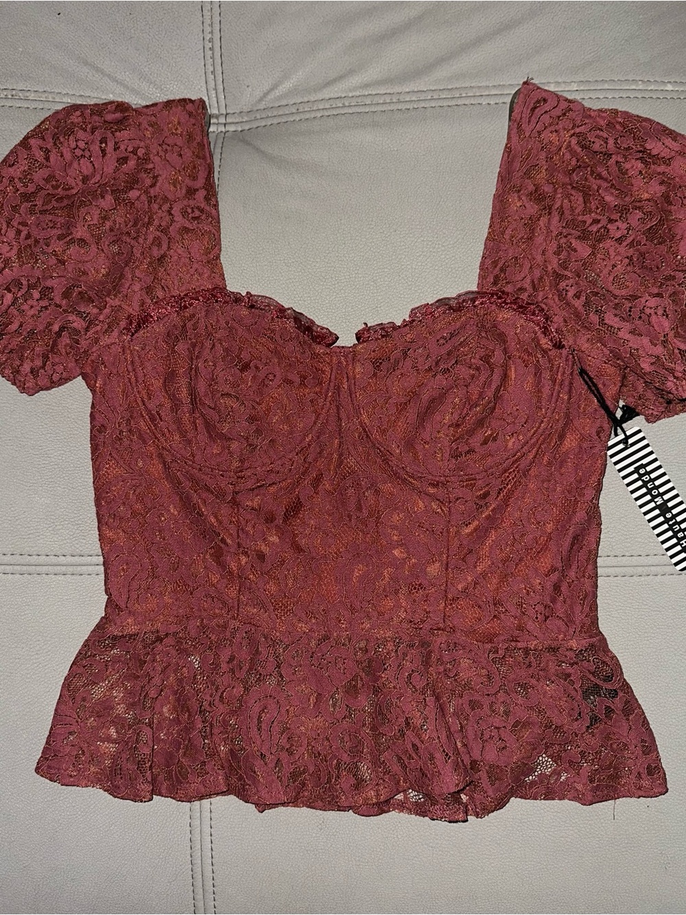 Haute Monde Rust Lace Peplum Corset Blouse